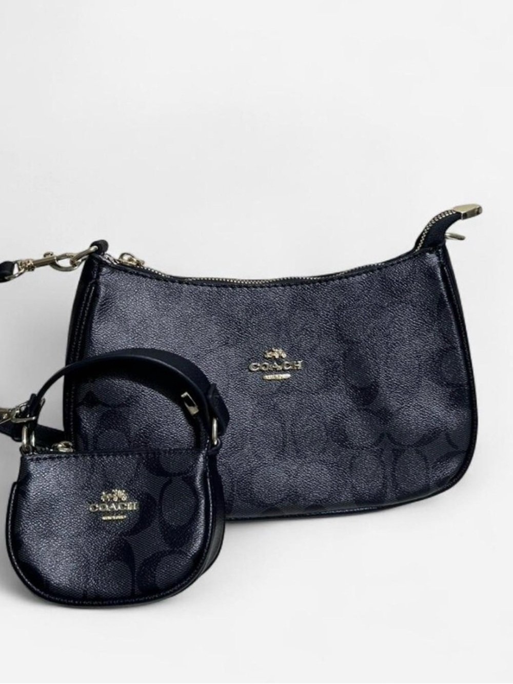Coach Navy/Black Signature Duo Crossbody with Mini Coach bag